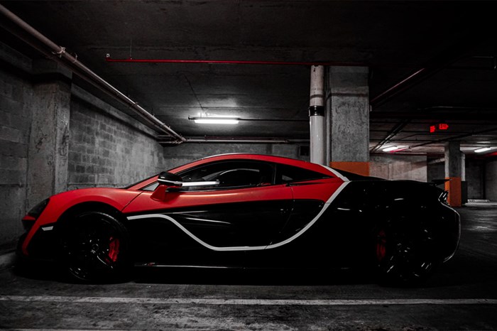 Bugatti in a parking garage