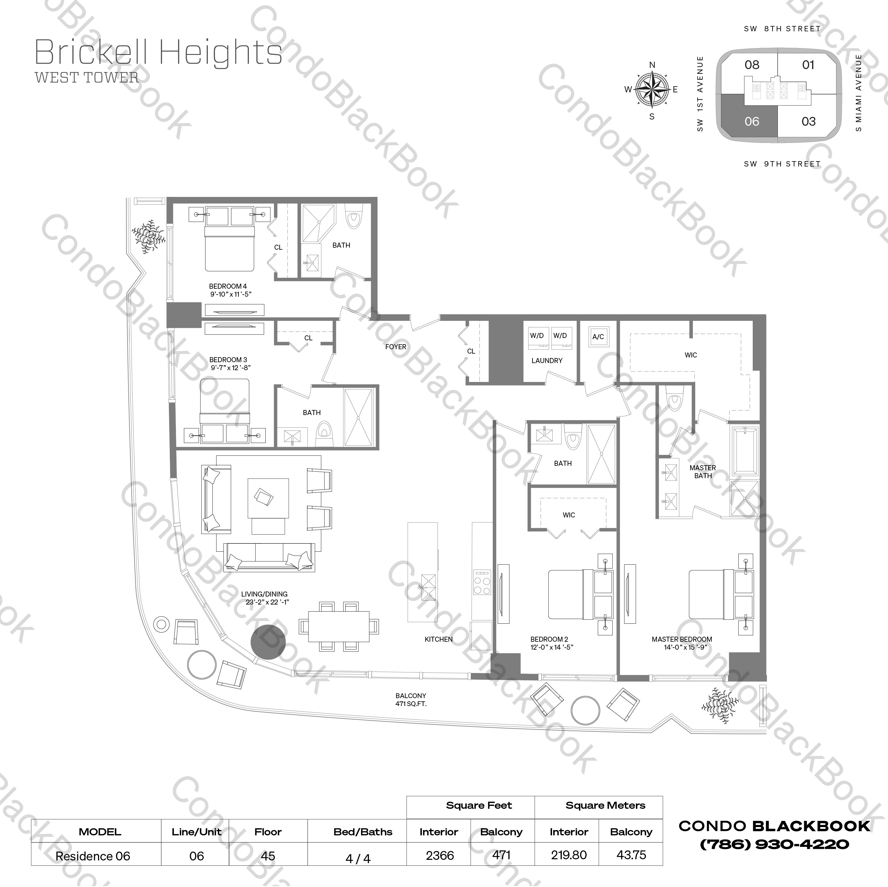 Brickell Heights West Tower Unit PH4606 Condo in Brickell Miami
