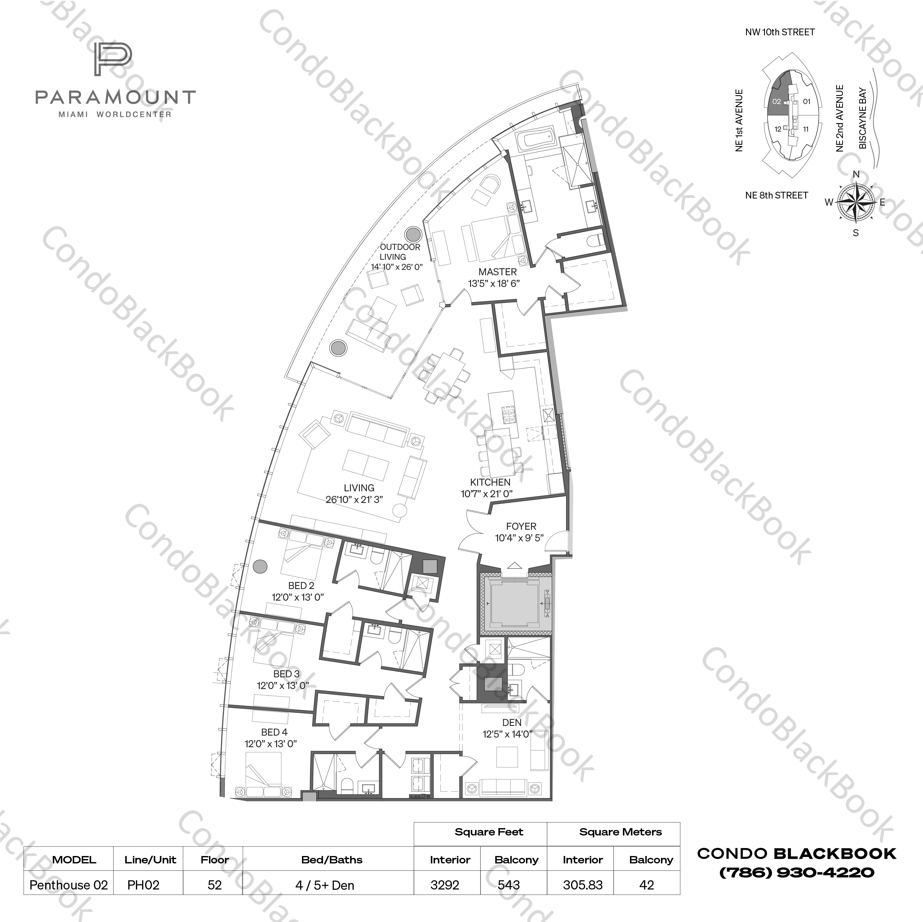 Paramount Miami Worldcenter Unit PH 5302 Condo for Rent in Downtown