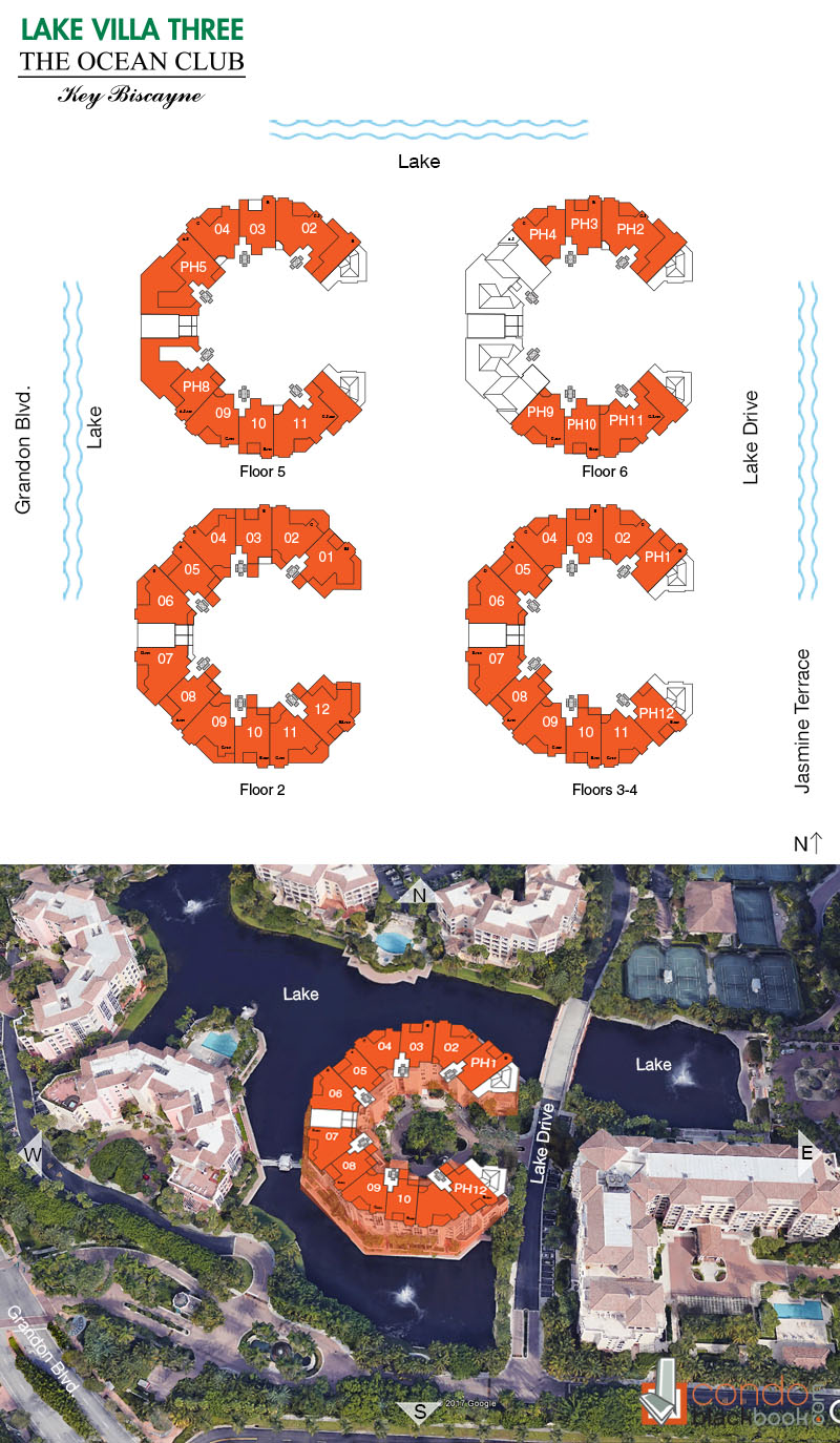 Ocean Club - Lake Villa Three Floor Plans