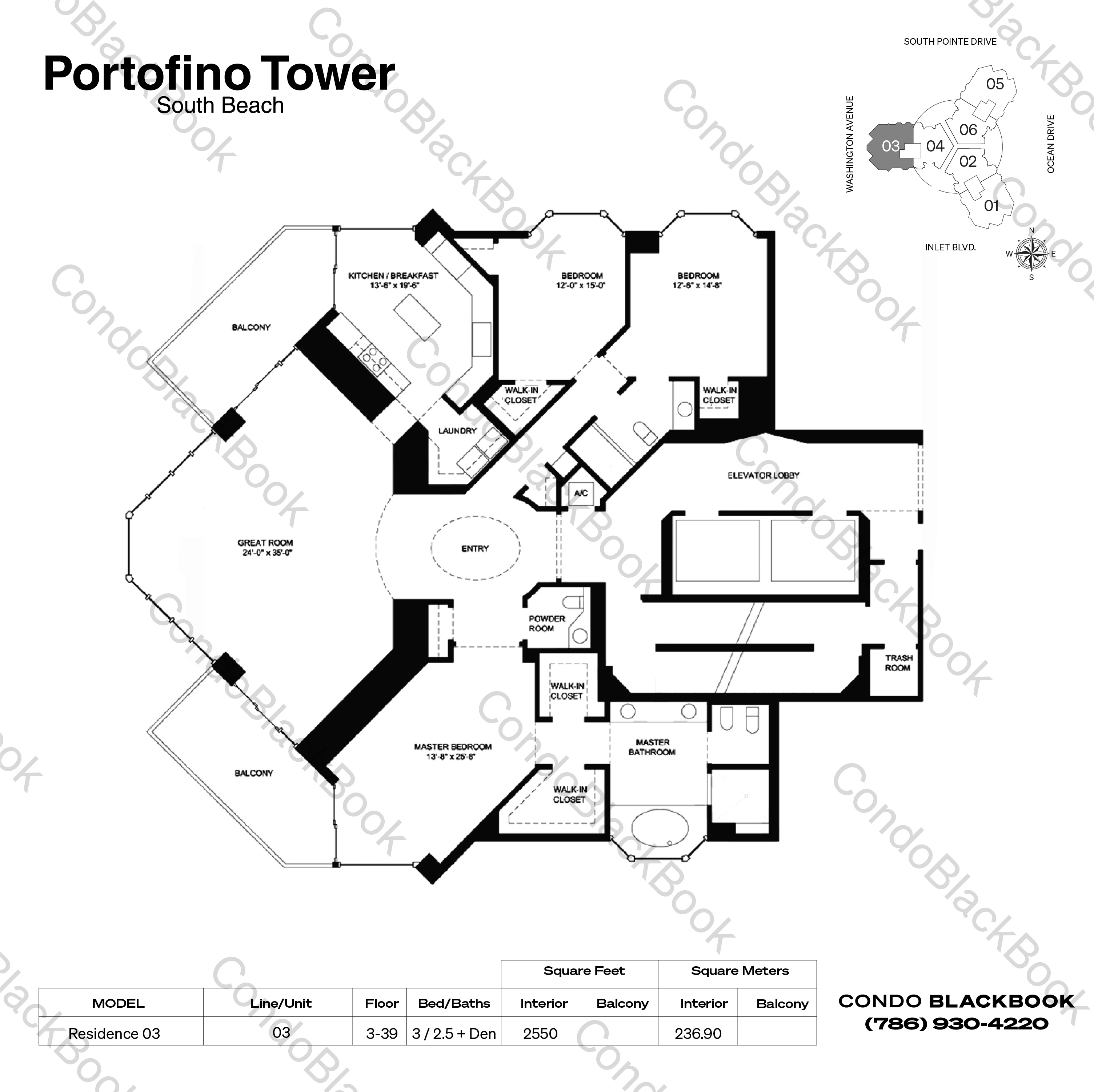 Portofino Tower Unit 3403 Condo in South Beach Miami Beach Condos