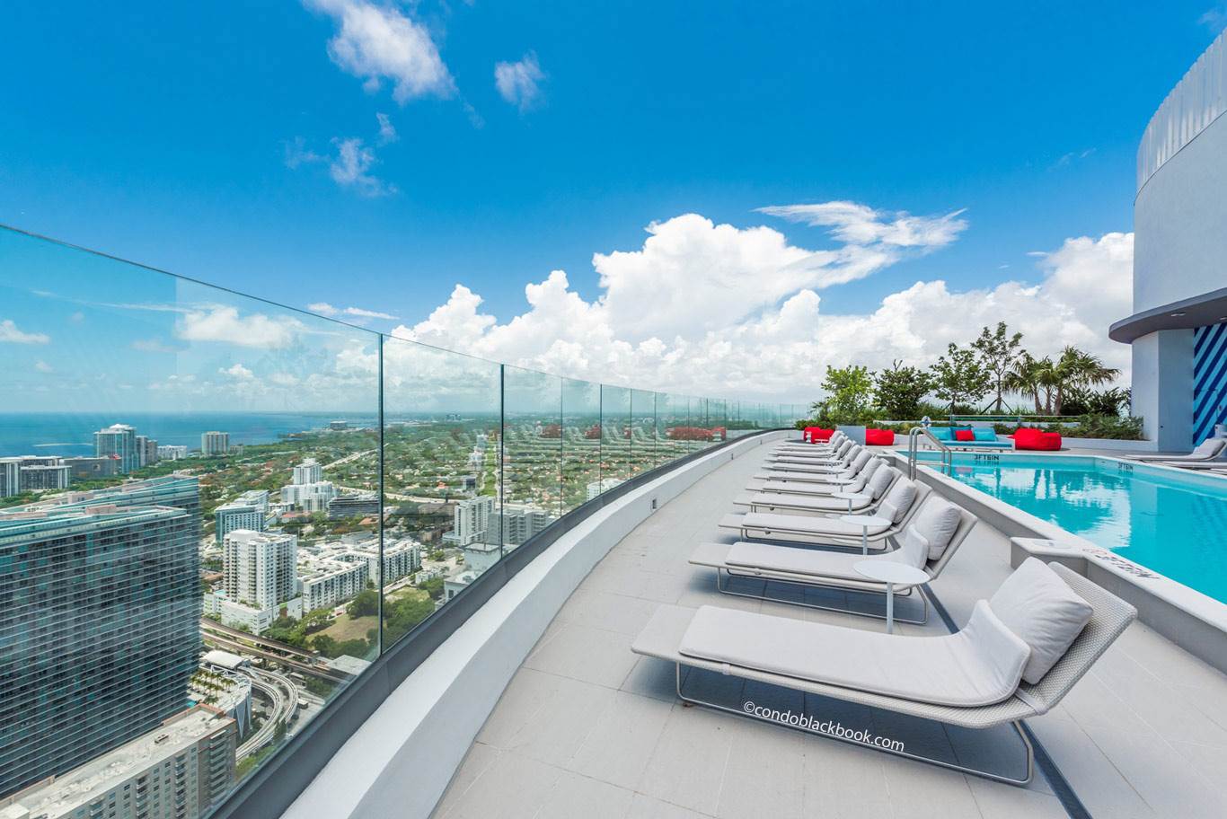 Incredible Miami Skyline View from the Rooftop pool deck at Brickell Heights