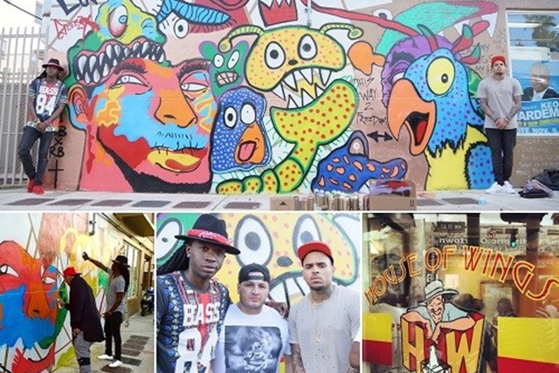 Chris Brown Finishes Mural on Overtown’s House of Wings