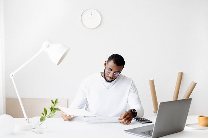 man reviewing marketing plan