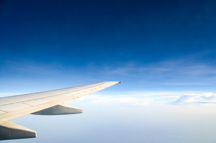 Wing of an airplane in flight