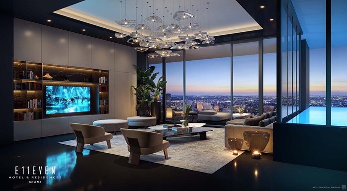 E11EVENResidences - Presidential Living Room (Rendering)